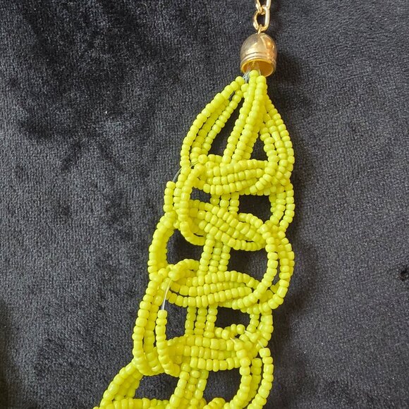 Womens Yellow Seeds Beaded Braided Choker Tribal Necklace with Lobster Clasp - Picture 4 of 6